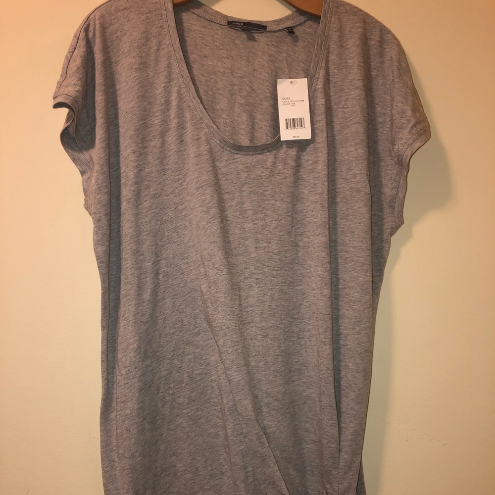 NWT Vince Large L Asymetrical Gray Tee Top